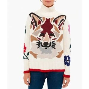 Tuckernuck Artemis Mock Neck Fox Intarsia Wool Cashmere Sweater NWT XS Hail Mary